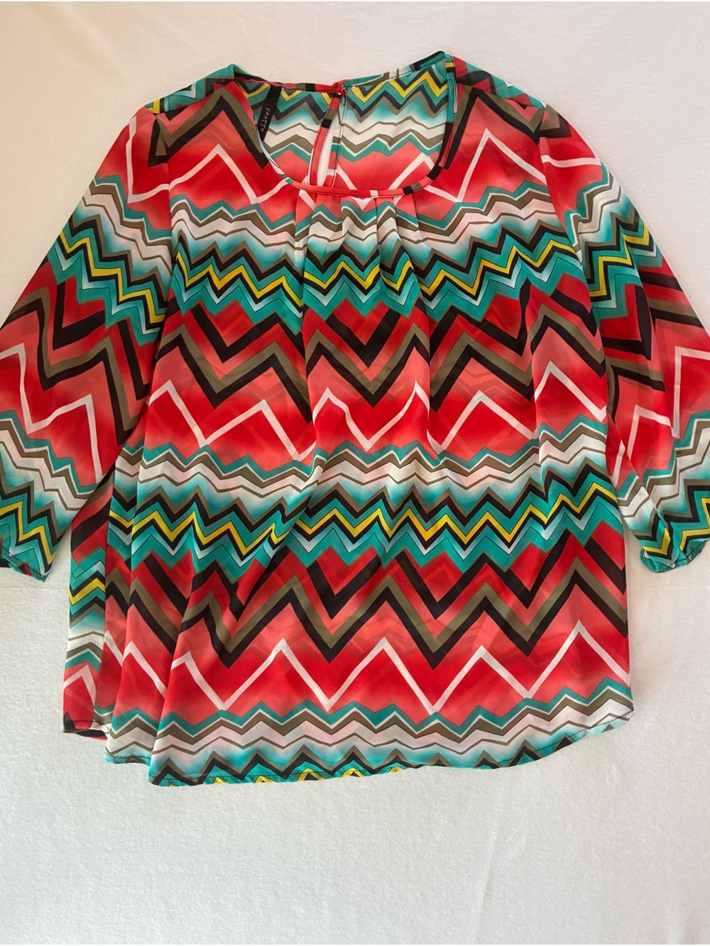 Yeatts Chevron Print Red Multi Blouse - Women's Lightweight Top